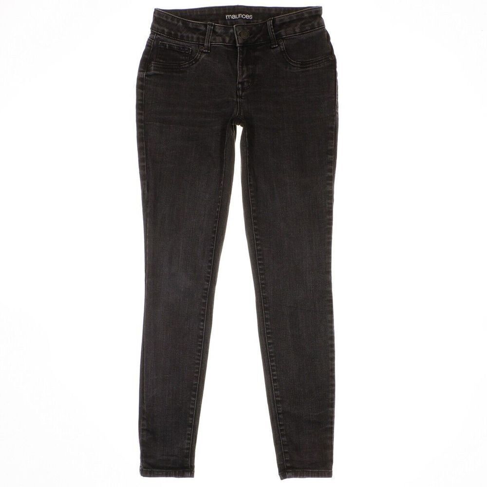 Maurices Skinny Jeans Size S Long Womens Black Denim Stretch Measures 27 x 28.5
